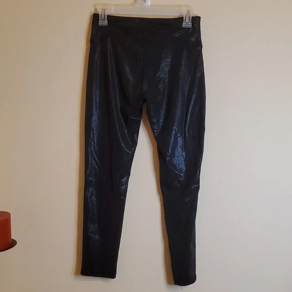 21 Saints Black Faux Lizard Skin Leggings Reptile Print Textured Size Small